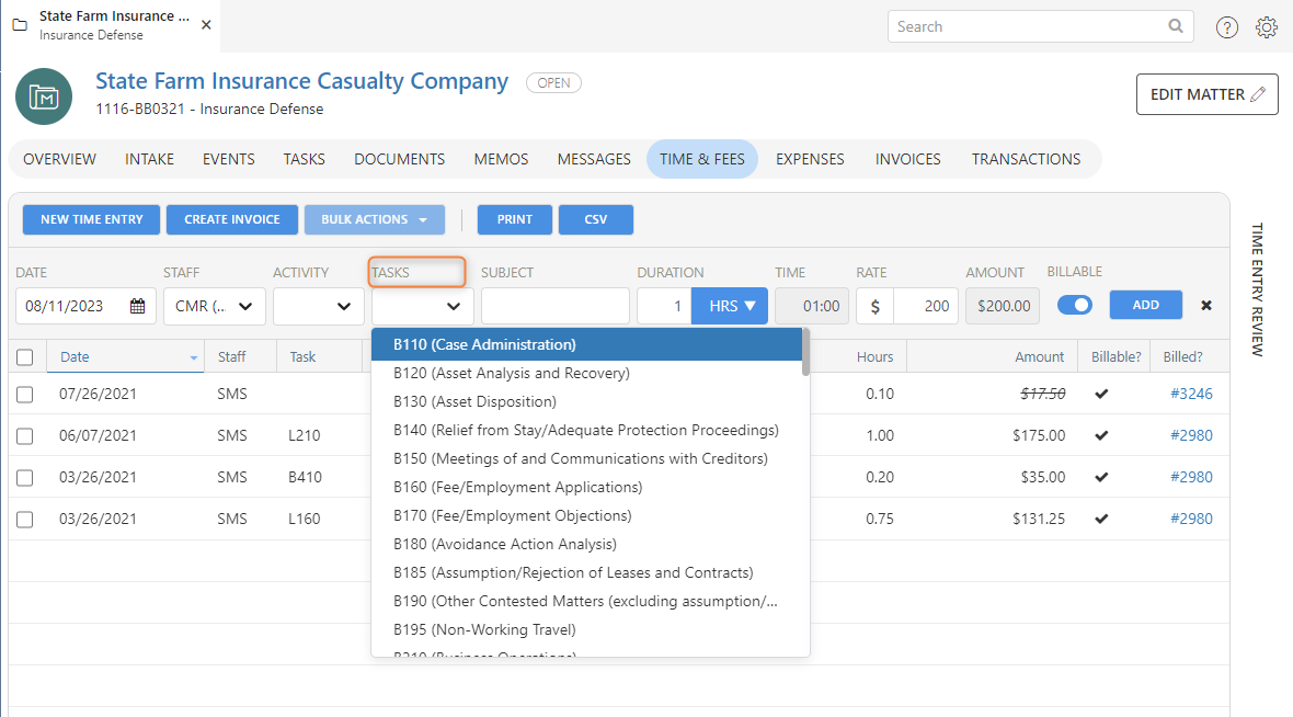 Smokeball Bill - LEDES/UTBMS Billing – Smokeball Support Hub